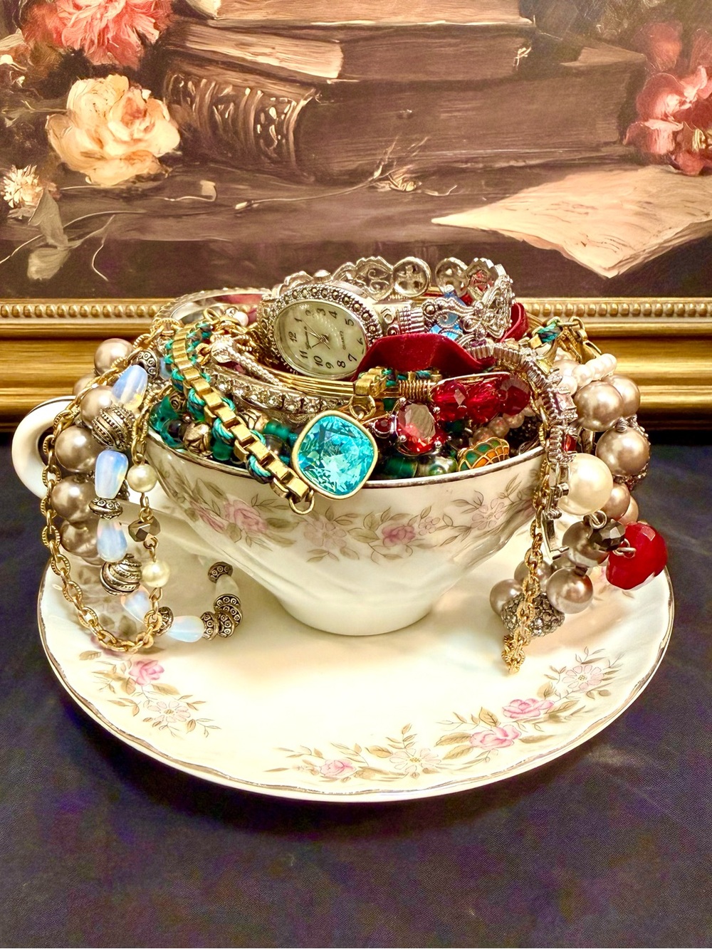 Vintage Romance Jewelry Teacup ❤️💛❤️